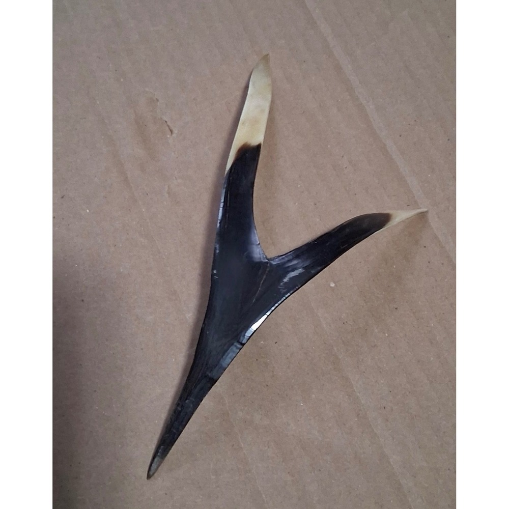 Natural Horn Hair Fork Wishbone V-Shape Black Cream Carved Hair Stick Accessory